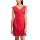 Women's Chaps Ruffled Faux-wrap Dress, Size: Xs, Pink