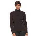Women's Croft & Barrow&reg; Long Sleeve Turtleneck Top, Size: Xs, Dark Brown
