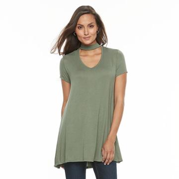 Women's Olivia Sky Cutout Mockneck Tee, Size: Small, Med Green