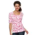 Women's Croft & Barrow&reg; Squareneck Elbow Sleeve Tee, Size: Large, Med Pink