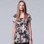 Women's Simply Vera Vera Wang Print Scoopneck Tee, Size: Xl, Black