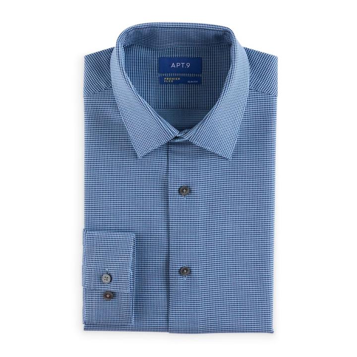 Men's Apt. 9&reg; Slim-fit Flex Collar Dress Shirt, Size: 15-32/33, Blue
