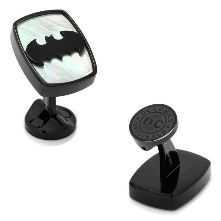 Dc Comics Mother-of-pearl Stainless Steel Batman Cuff Links, Men's, Black