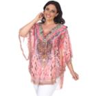 Plus Size White Mark Lace-up Poncho, Women's, Pink