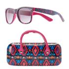 Girls So&reg; Retro Square Sunglasses & Hard Case Set, Girl's, Blue (navy)