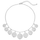 Hammered Circle Bead Bib Necklace, Women's, Silver