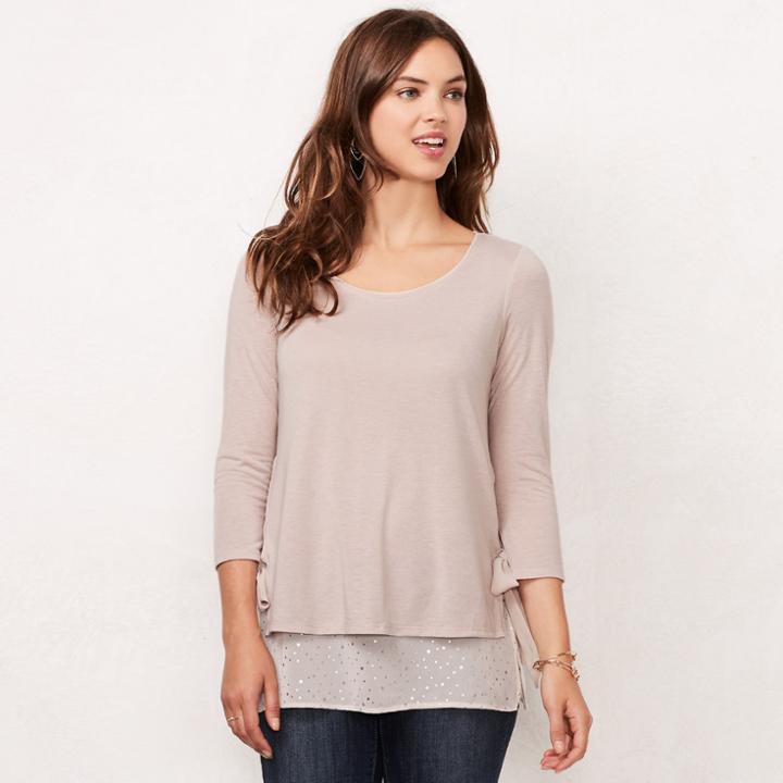 Women's Lc Lauren Conrad Mock-layer Tunic, Size: Large, Pink