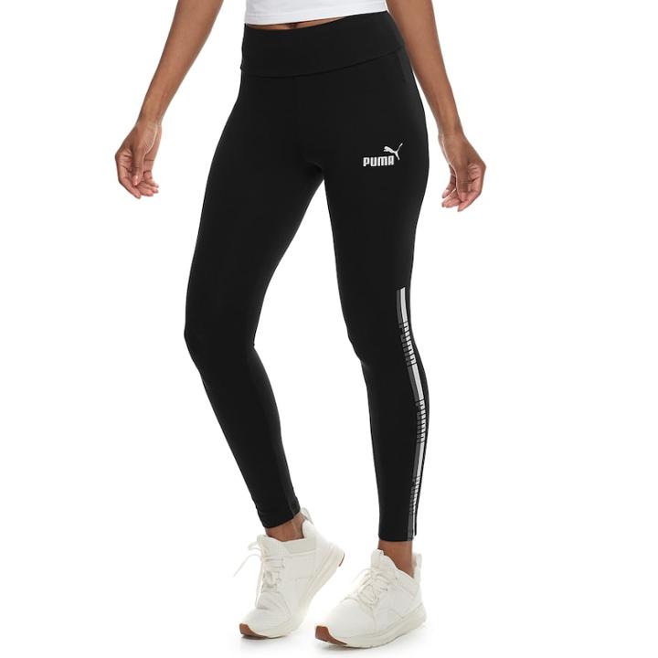 Women's Puma Graphic Tape High-waisted Leggings, Size: Xxl, Black