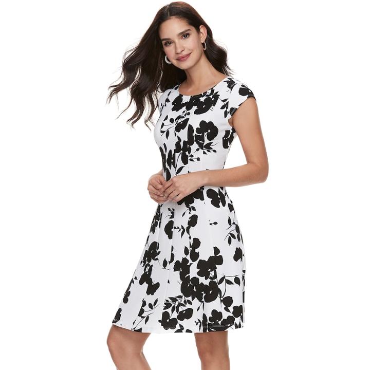Women's Elle&trade; Dot Fit & Flare Dress, Size: Xxl, Oxford