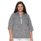 Plus Size Croft & Barrow&reg; Half-zip Crepe Shirt, Women's, Size: 1xl, White