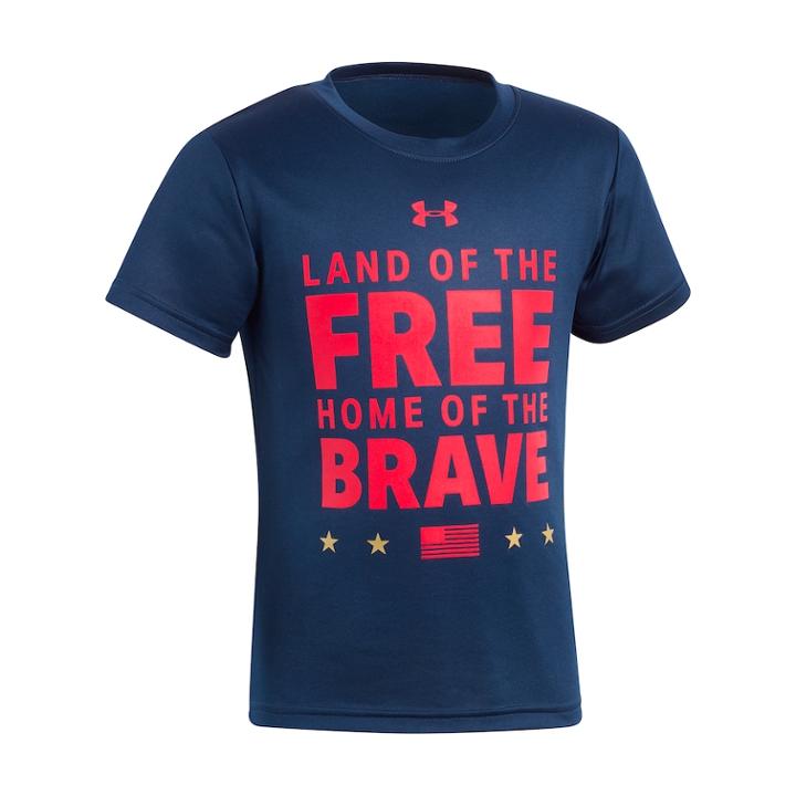 Boys 4-7 Under Armour Land Of The Free Home Of The Brave Graphic Tee, Size: 6, Blue (navy)