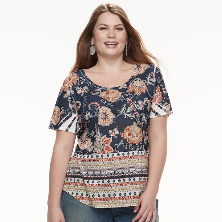 Plus Size World Unity Printed Top, Women's, Size: 2xl, Blue