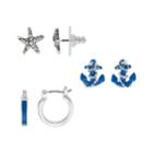 Napier Starfish & Anchor Earring Set, Women's, Blue