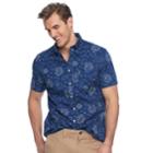 Big & Tall Sonoma Goods For Life&trade; Patterned Stretch Button-down Shirt, Men's, Size: Xxl Tall, Dark Blue