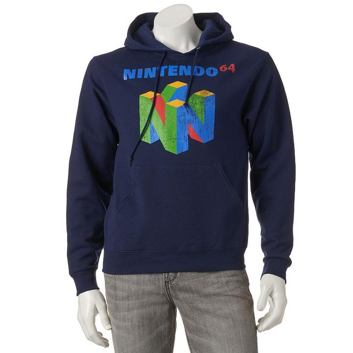 Men's Nintendo 64 Hoodie, Size: Medium, Blue (navy)