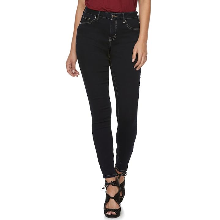 Women's Jennifer Lopez High-waisted Super Skinny Jeans, Size: 8 Short, Dark Blue