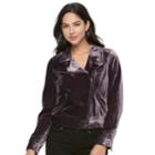 Women's Apt. 9&reg; Velvet Moto Jacket, Size: Xl, Purple