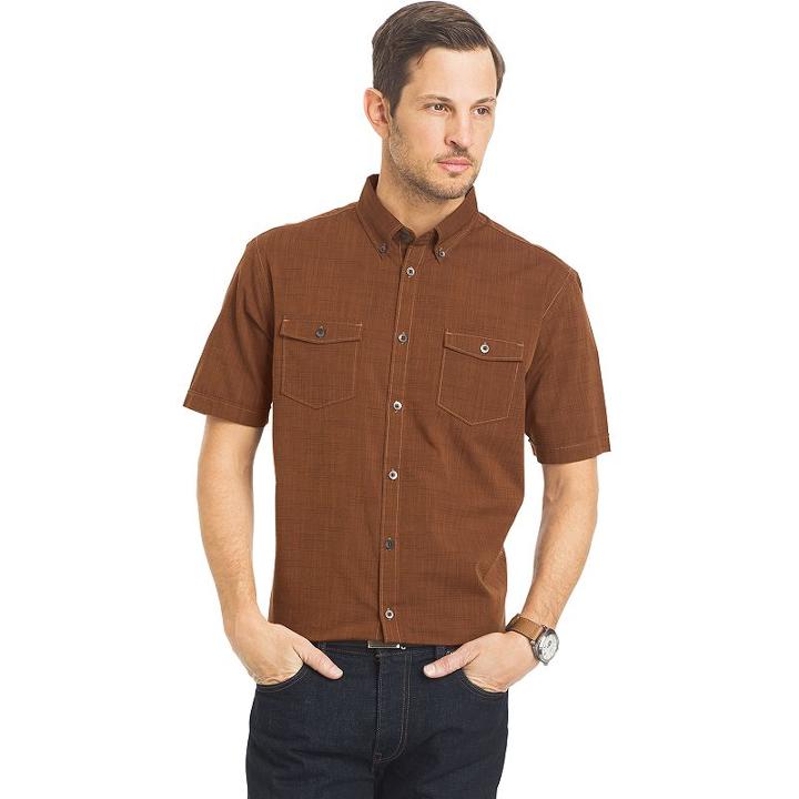 Big & Tall Van Heusen Solid Classic-fit Poplin Button-down Shirt, Men's, Size: 4xb, Red Overfl