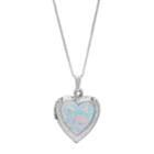 Sterling Silver Simulated White Opal Heart Locket, Women's, Size: 18