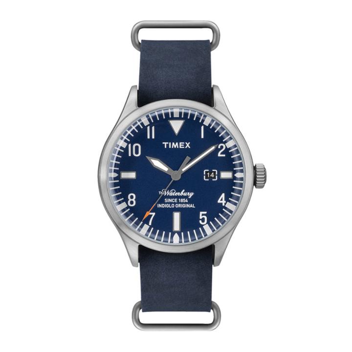 Timex Men's Waterbury Leather Watch, Size: Large, Blue