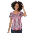 Women's World Unity Printed Scoopneck Tee, Size: Small, Pink