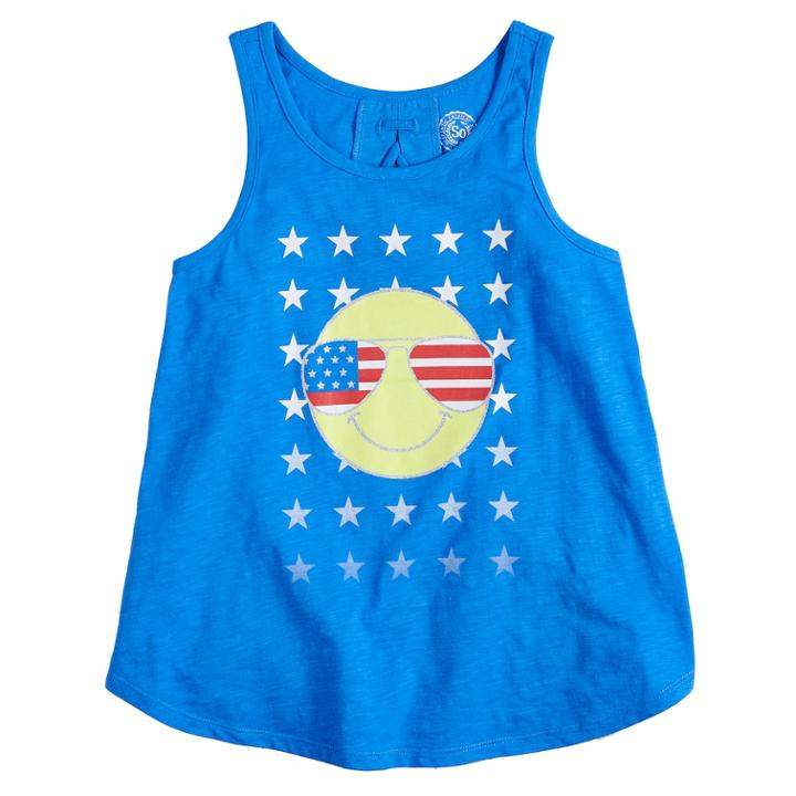 Girls 7-16 & Plus Size So&reg; Lace-up Back Americana Tank Top, Size: 7-8, Med Blue