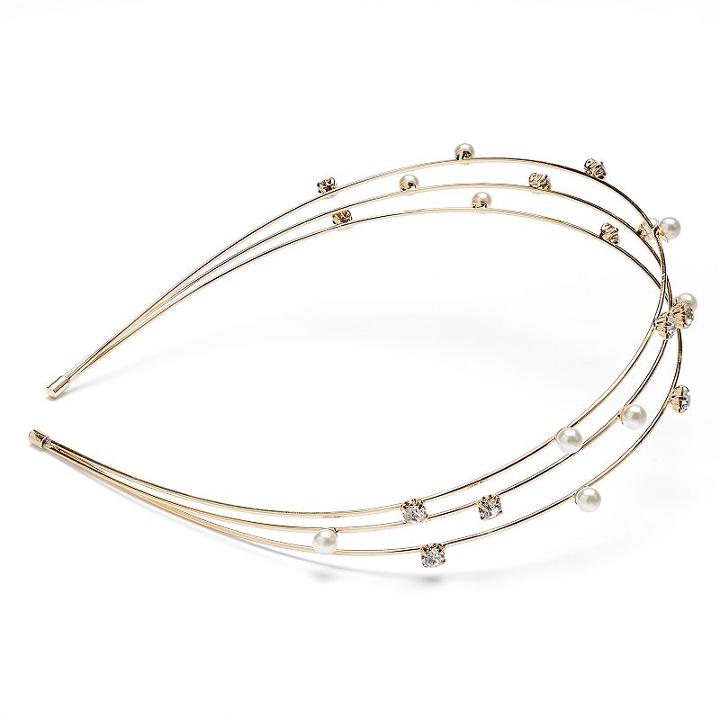 Lc Lauren Conrad Simulated Crystal & Simulated Pearl 3-row Headband, Women's, White Oth