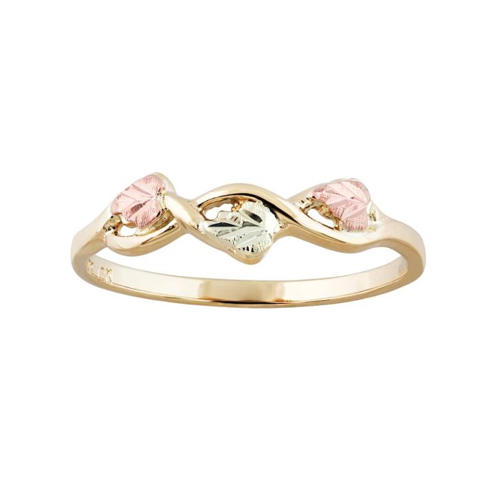 Black Hills Gold Tri-tone Infinity Leaf Ring, Women's, Size: 8, Yellow