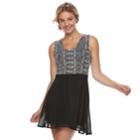 Juniors' Trixxi Embellished Scalloped Skater Dress, Teens, Size: Xs, Silver