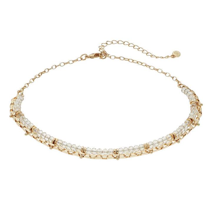 Lc Lauren Conrad Clear Beaded Choker Necklace, Women's, Med Brown