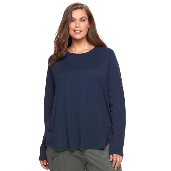 Plus Size Sonoma Goods For Life™ Essential Crewneck Tee, Women's, Size: 1xl, Dark Blue