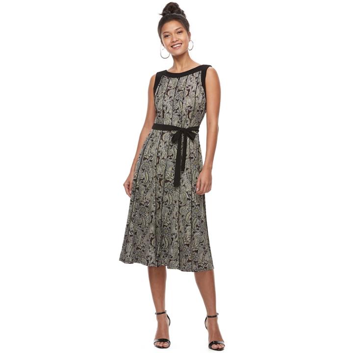 Women's Perceptions Printed Seam Shift Dress, Size: Xlrg Av/rg, Dark Brown