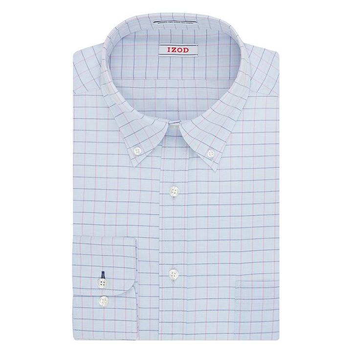 Big & Tall Izod Regular-fit Solid Twill Button-down Collar Dress Shirt, Men's, Size: 20 34/5b, Blue Other