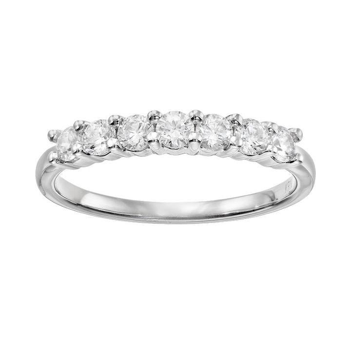 1/2 Carat T.w. Diamond 10k White Gold Anniversary Ring, Women's, Size: 8
