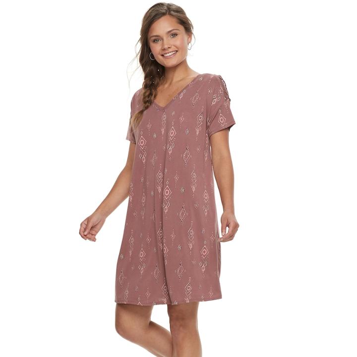 Juniors' Mudd&reg; Lace-up Shoulder Dress, Teens, Size: Large, Med Pink