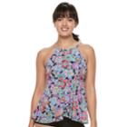 Women's A Shore Fit Tummy Slimmer High-neck Tankini Top, Size: 8, Cosmo Multi