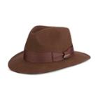 Men's Indiana Jones Wool Felt Grosgrain Fedora, Size: Large, Brown