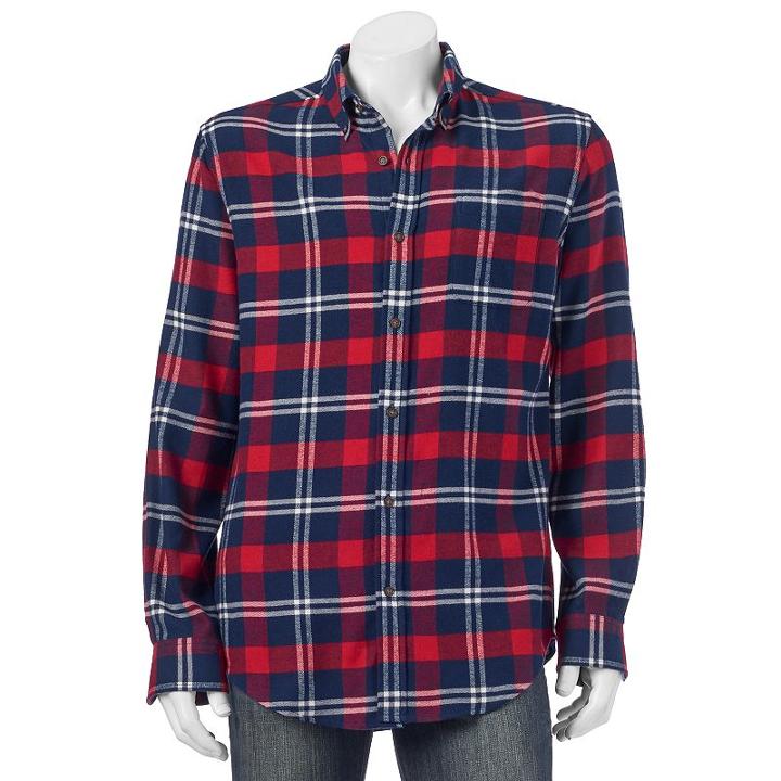 Men's Croft & Barrow&reg; Slim-fit Plaid Flannel Button-down Shirt, Size: Xxl, Dark Red, Comfort Wear