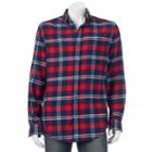 Men's Croft & Barrow&reg; Slim-fit Plaid Flannel Button-down Shirt, Size: Xxl, Dark Red, Comfort Wear