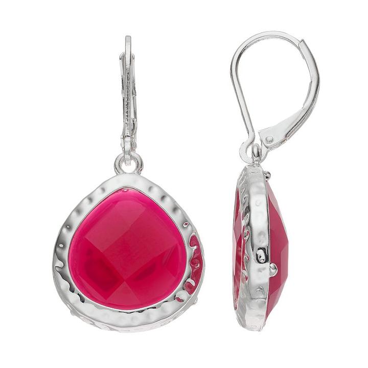 Dana Buchman Pink Hammered Nickel Free Teardrop Earrings, Women's