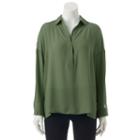 Women's Apt. 9&reg; Drop-shoulder Chiffon Top, Size: Large, Green