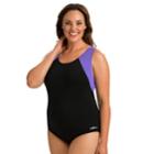 Plus Size Dolfin Moderate Colorblock One-piece Swimsuit, Women's, Size: 18, Purple