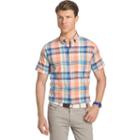 Men's Izod Dockside Classic-fit Plaid Chambray Woven Button-down Shirt, Size: Medium, Brt Orange