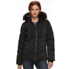 Women's Zeroxposur Shimmer Faux-fur Quilted Jacket, Size: Large, Black