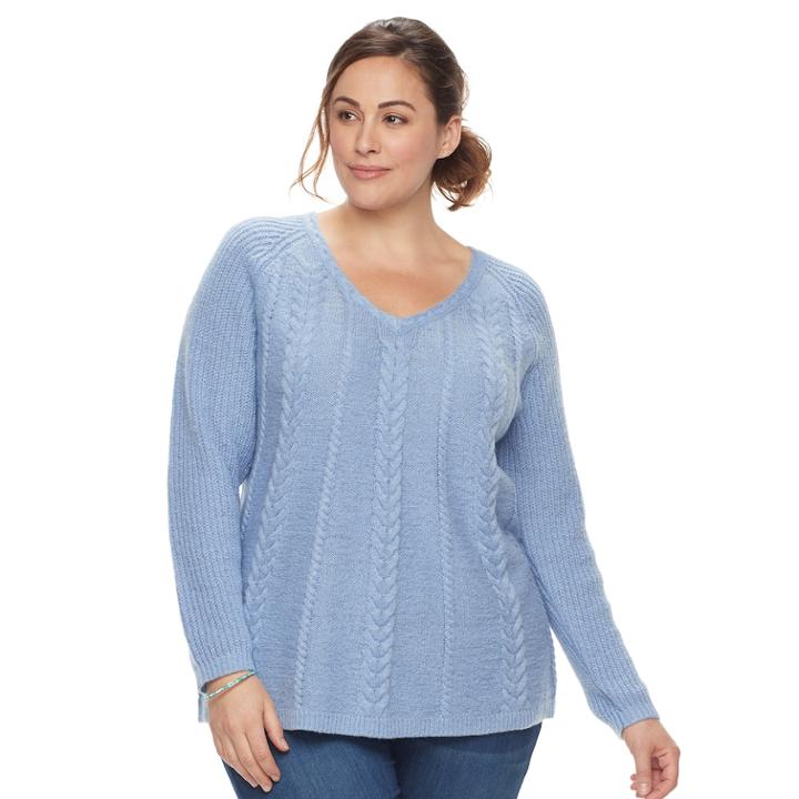 Plus Size Sonoma Goods For Life&trade; Cable-knit Sweater, Women's, Size: 4xl, Med Blue