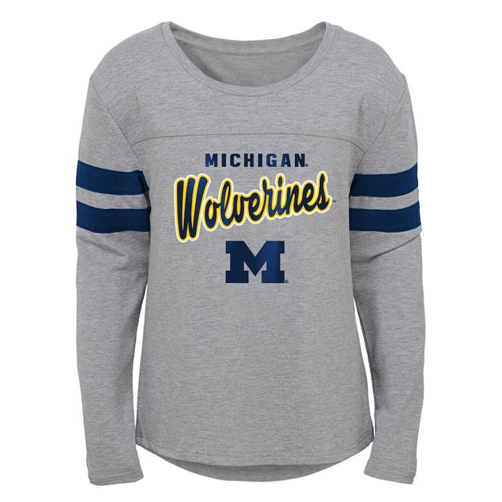 Girls 7-16 Michigan Wolverines Field Armour Tee, Size: Small, Grey
