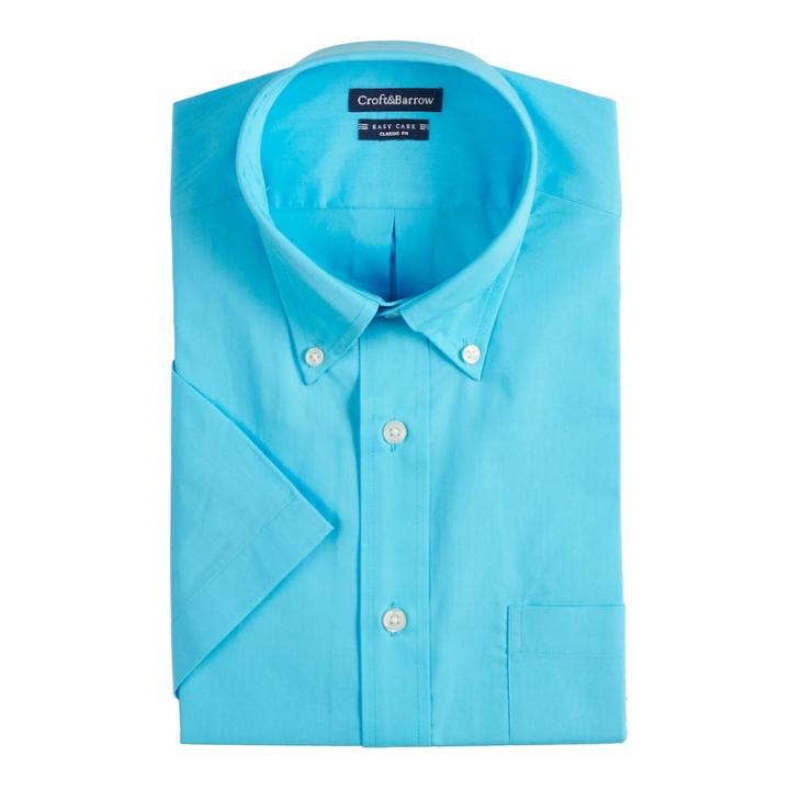 Men's Croft & Barrow&reg; Button-down Collar Dress Shirt, Size: S 14.5 -15, Med Blue