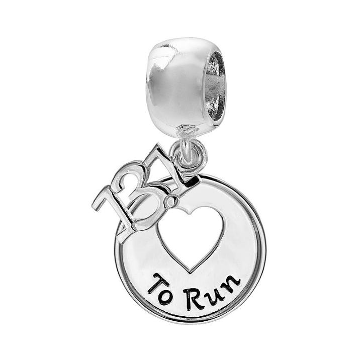 Individuality Beads Sterling Silver Half Marathon Heart Charm, Women's