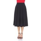 Women's White Mark Solid Midi Skirt, Size: Medium, Black