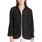 Women's Chaps Eyelet Lace Shirt Jacket, Size: Large, Black